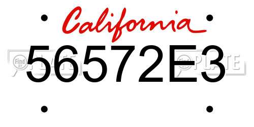 56572E3 California License Plate