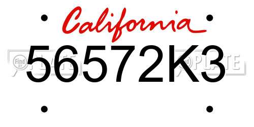 56572K3 California License Plate