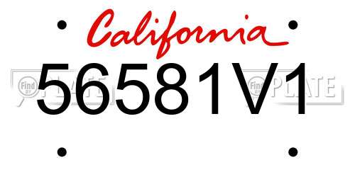 56581V1 California License Plate