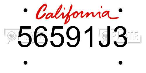56591J3 California License Plate