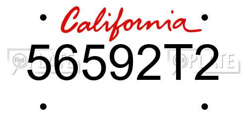 56592T2 California License Plate