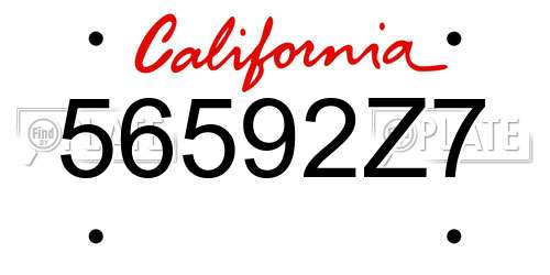 56592Z7 California License Plate