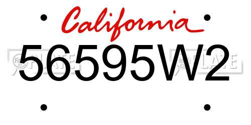 56595W2 California License Plate