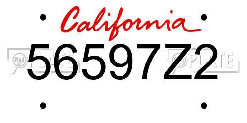 56597Z2 California License Plate