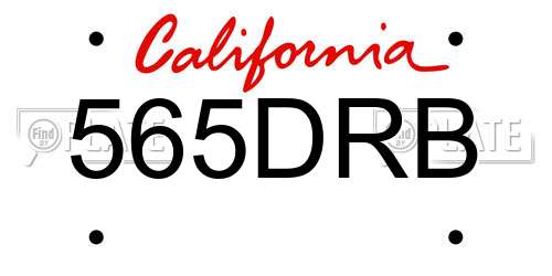 565DRB California License Plate