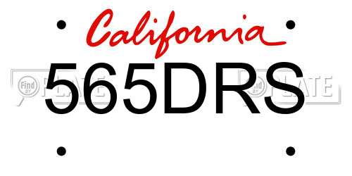 565DRS California License Plate