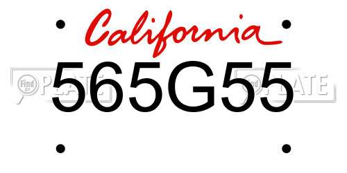 565G55 California License Plate