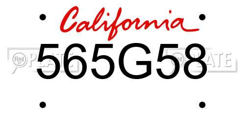 565G58 California License Plate