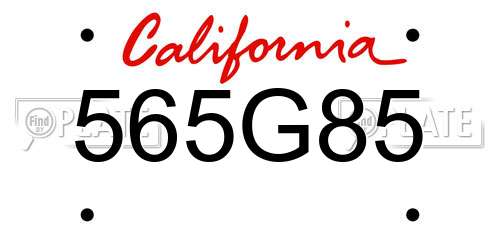 565G85 California License Plate