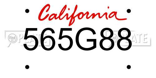 565G88 California License Plate