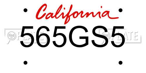 565GS5 California License Plate