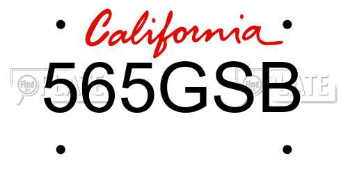565GSB California License Plate