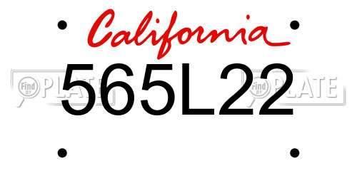 565L22 California License Plate