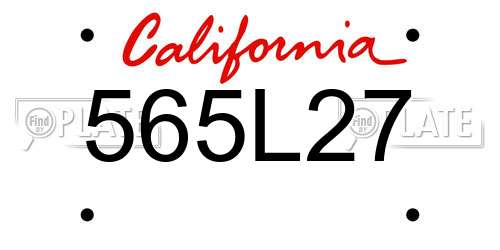 565L27 California License Plate
