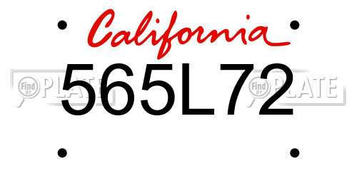 565L72 California License Plate
