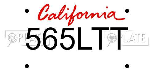 565LTT California License Plate