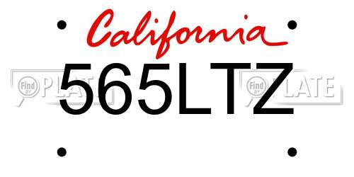 565LTZ California License Plate