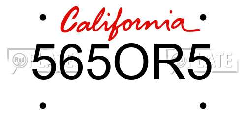 565OR5 California License Plate