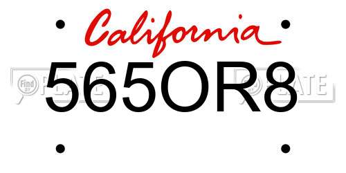 565OR8 California License Plate