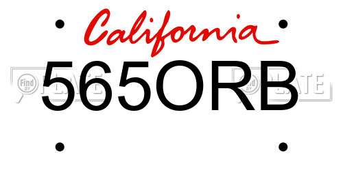 565ORB California License Plate