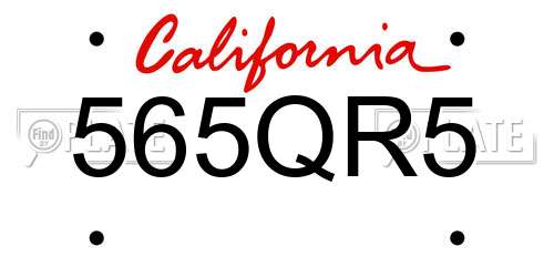 565QR5 California License Plate