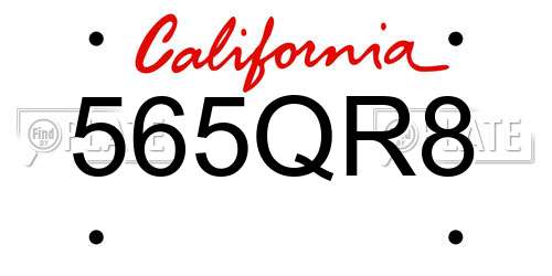 565QR8 California License Plate