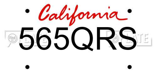 565QRS California License Plate
