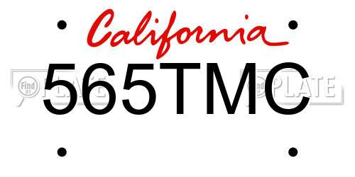 565TMC California License Plate