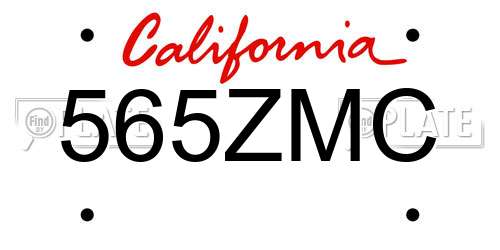 565ZMC California License Plate