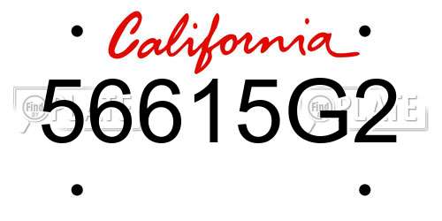 56615G2 California License Plate