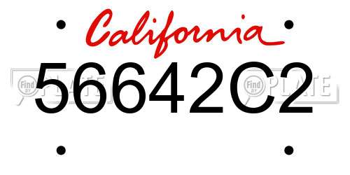56642C2 California License Plate