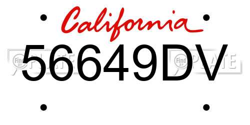 56649DV California License Plate