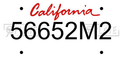 56652M2 California License Plate