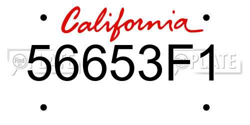 56653F1 California License Plate