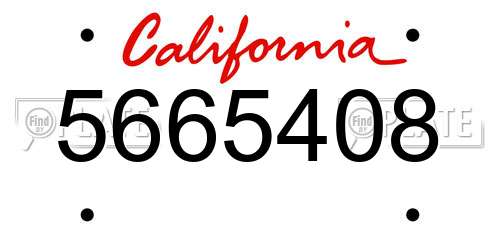 5665408 California License Plate