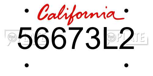 56673L2 California License Plate