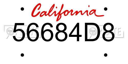 56684D8 California License Plate