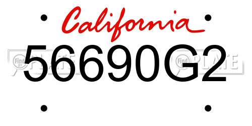 56690G2 California License Plate