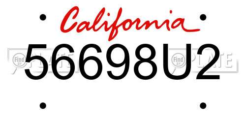 56698U2 California License Plate