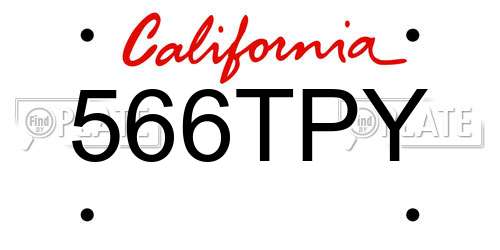 566TPY California License Plate