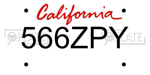 566ZPY California License Plate