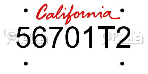 56701T2 California License Plate