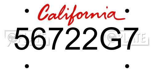 56722G7 California License Plate
