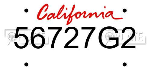 56727G2 California License Plate