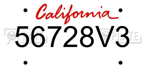 56728V3 California License Plate