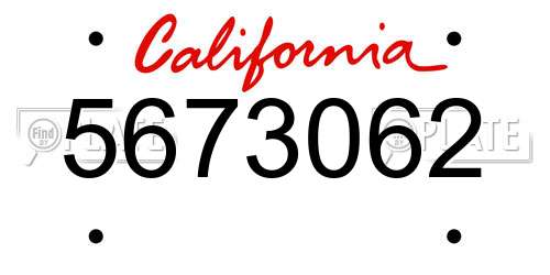 5673062 California License Plate