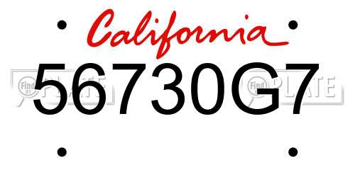 56730G7 California License Plate
