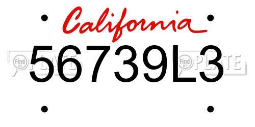 56739L3 California License Plate