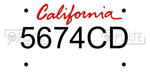 5674CD California License Plate