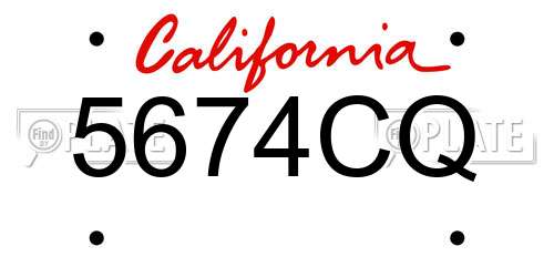 5674CQ California License Plate